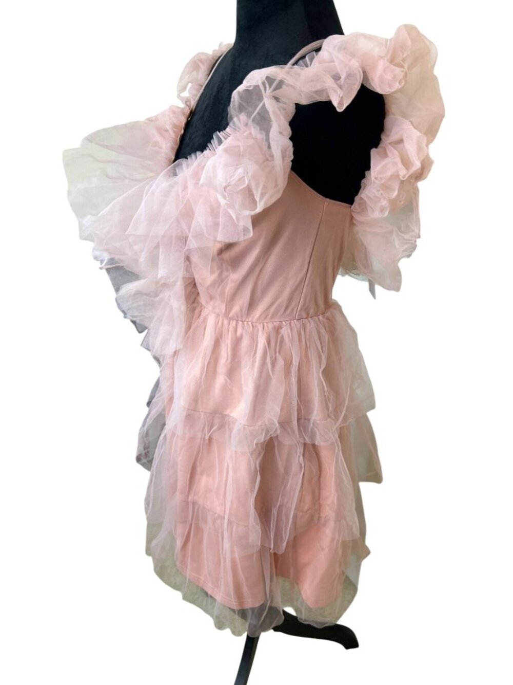 NWT Simplee Fairycore Princess Ballet Blush Pink Tulle Sz S Off Shoulder Dress - Picture 3 of 10